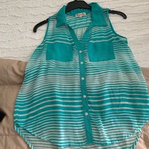 Real and white striped chiffon top